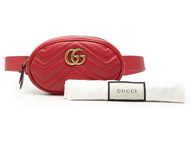 Borsa cintura Gucci Red GG Marmont in pelle di vitello matelassé Rosso - vista 9
