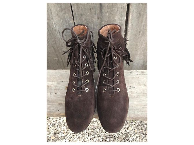 Botines Maje de ante marrón con flecos p 39 Castaño - vista 4