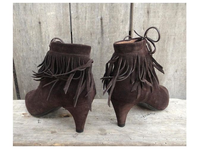 Botines Maje de ante marrón con flecos p 39 Castaño - vista 5