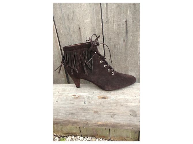 Botines Maje de ante marrón con flecos p 39 Castaño - vista 8