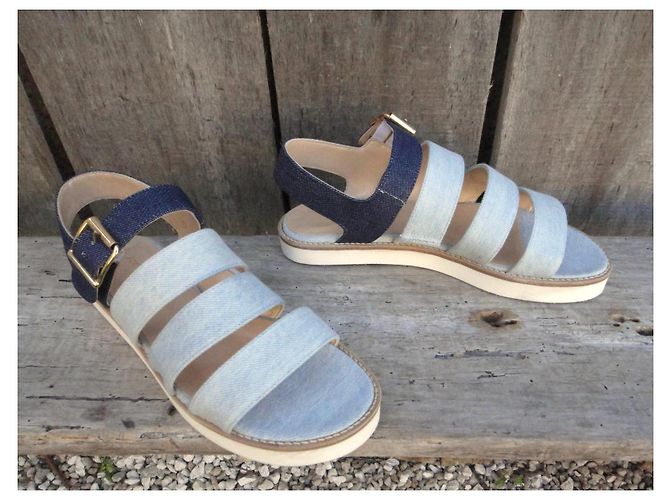 Sandali Anne Thomas in Denim e Pelle Taglia 37 Blu - vista 2