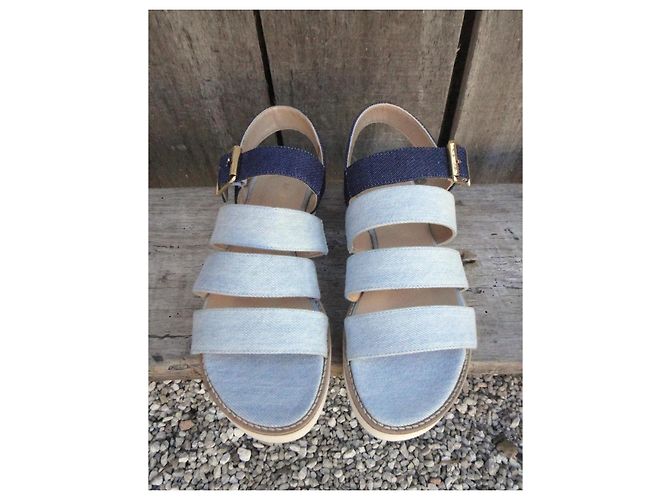 Sandali Anne Thomas in Denim e Pelle Taglia 37 Blu - vista 3