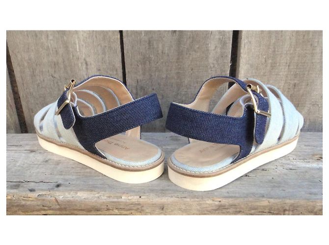 Sandali Anne Thomas in Denim e Pelle Taglia 37 Blu - vista 4