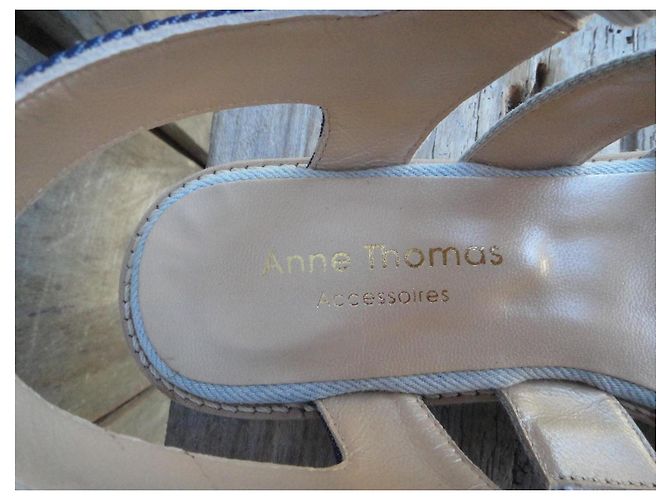 Sandali Anne Thomas in Denim e Pelle Taglia 37 Blu - vista 6
