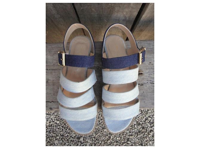 Sandali Anne Thomas in Denim e Pelle Taglia 37 Blu - vista 7