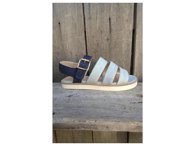 Sandali Anne Thomas in Denim e Pelle Taglia 37 Blu - vista 8