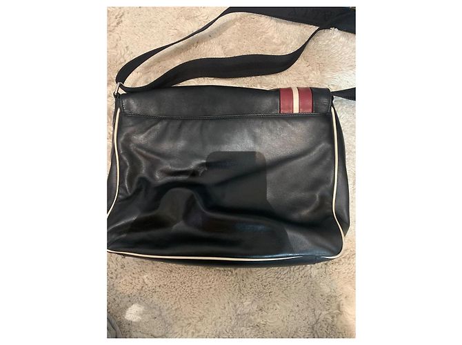 Bally Borsa Messenger in Pelle Nera Nero Bianco Rosso - vista 6