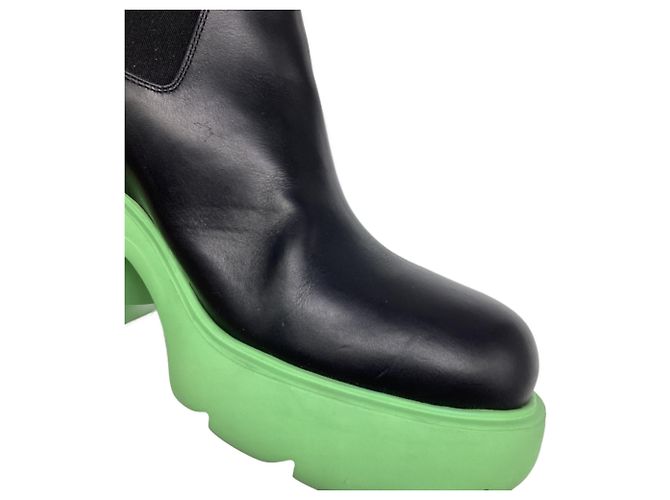 Stivaletti Flash Bottega Veneta in pelle nera e verde Nero - vista 10