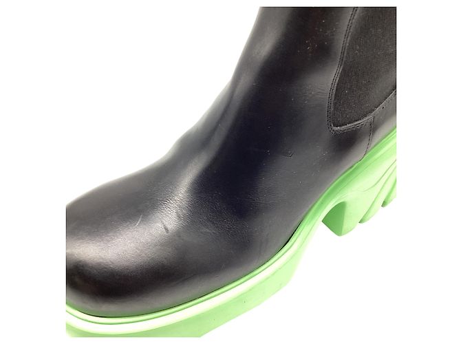 Stivaletti Flash Bottega Veneta in pelle nera e verde Nero - vista 11