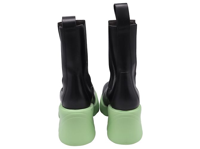 Stivaletti Flash Bottega Veneta in pelle nera e verde Nero - vista 3