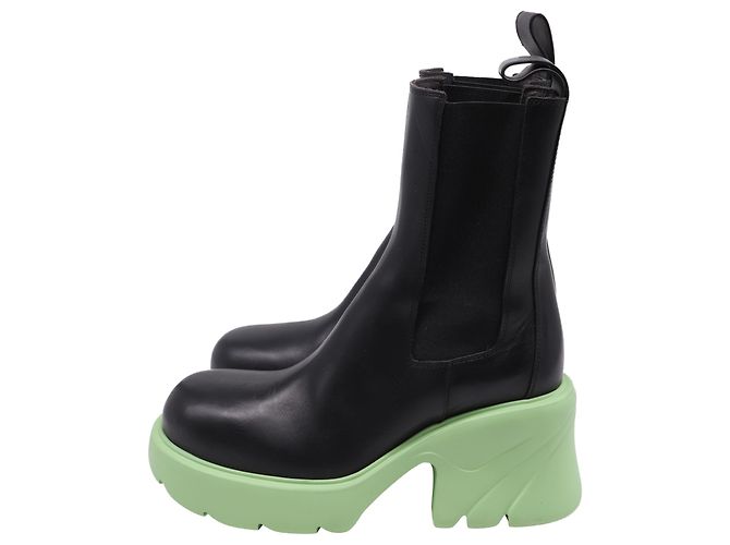 Stivaletti Flash Bottega Veneta in pelle nera e verde Nero - vista 4