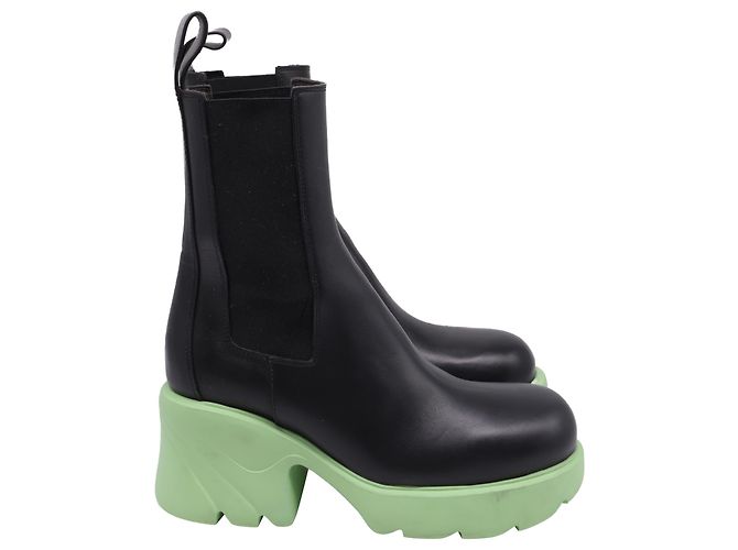 Stivaletti Flash Bottega Veneta in pelle nera e verde Nero - vista 6