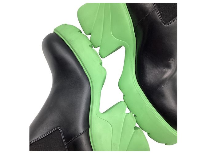 Stivaletti Flash Bottega Veneta in pelle nera e verde Nero - vista 9