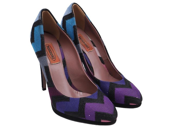 Décolleté Missoni con stampa Zig Zag in tela multicolore - vista 3