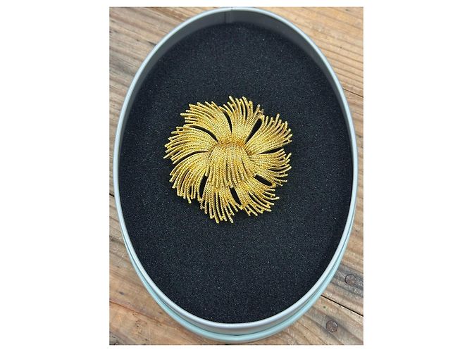 Simonetta Ravizza Spilla Monet Vintage Fiore Dorato D'oro - vista 4