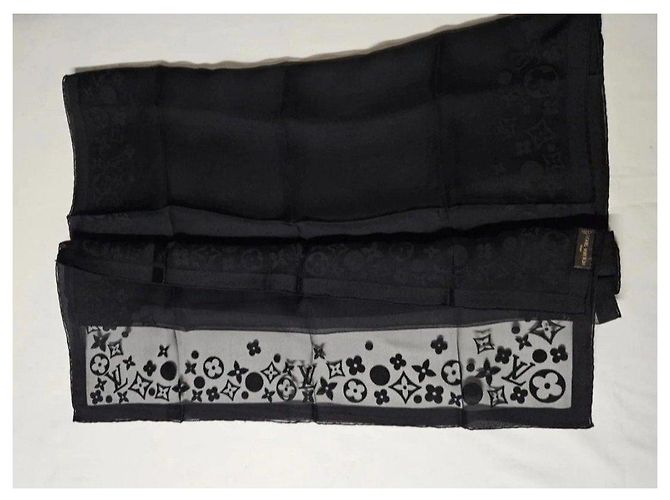 Bufanda Louis Vuitton Monogram de Seda Negra Negro - vista 2