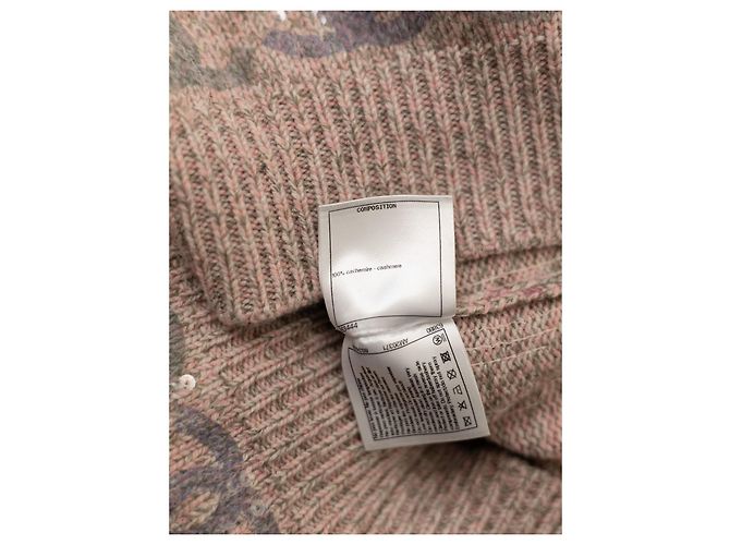 Chanel CC Logo Kaschmir-Rollkragenpullover mit Pailletten Pink Mehrfarben Beige Grau - Ansicht 2
