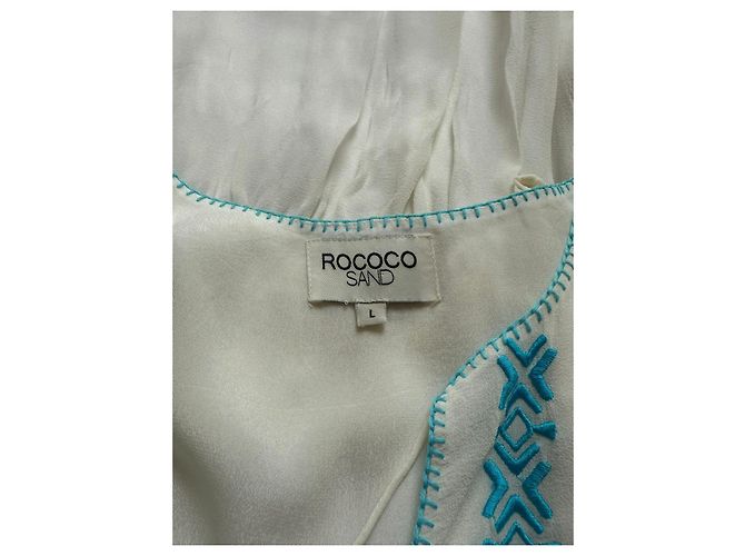 Autre Marque Rococo Sand weißes besticktes Kleid mit Quasten Blau - Ansicht 17