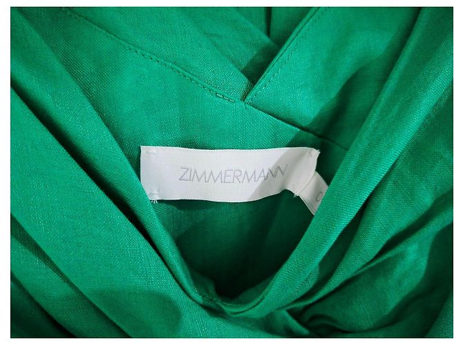Zimmermann Vestido Midi Twiggy de Lino Verde - vista 5