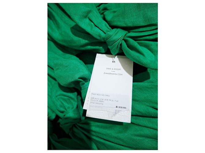 Zimmermann Vestido Midi Twiggy de Lino Verde - vista 6