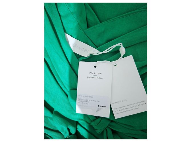 Zimmermann Vestido Midi Twiggy de Lino Verde - vista 7