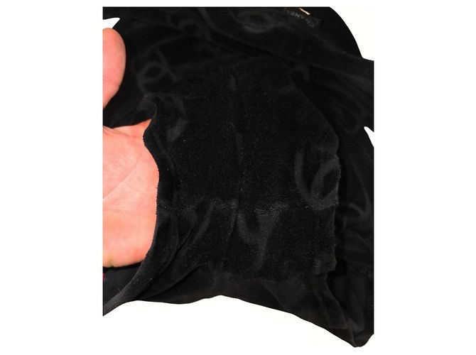 Chanel Mono corto de terciopelo negro logo CC - vista 4