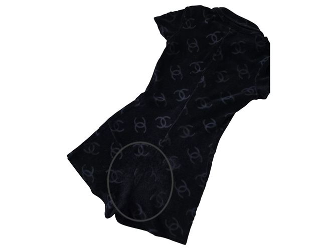 Chanel Mono corto de terciopelo negro logo CC - vista 5