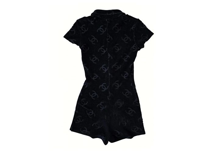 Chanel Mono corto de terciopelo negro logo CC - vista 7