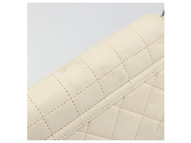 CHANEL Choco Bar Chain Shoulder Bag Lamb Skin White Silver CC Auth 177622 Argento Bianco - vista 8