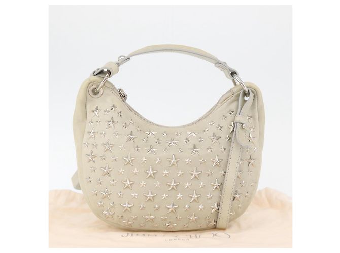 Borsa a Spalla Jimmy Choo in Pelle Avorio Argento Auth BA12565A Crudo - vista 12