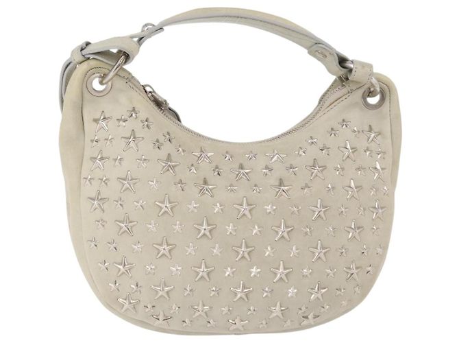 Borsa a Spalla Jimmy Choo in Pelle Avorio Argento Auth BA12565A Crudo - vista 13