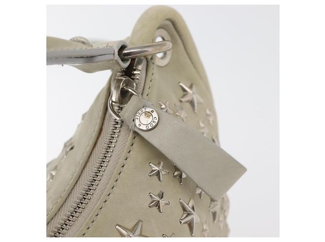 Borsa a Spalla Jimmy Choo in Pelle Avorio Argento Auth BA12565A Crudo - vista 20