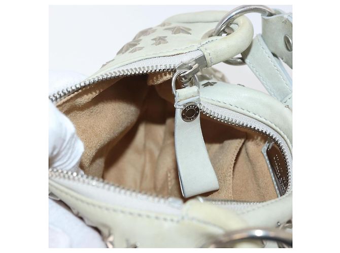 Borsa a Spalla Jimmy Choo in Pelle Avorio Argento Auth BA12565A Crudo - vista 23