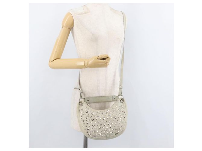 Borsa a Spalla Jimmy Choo in Pelle Avorio Argento Auth BA12565A Crudo - vista 25