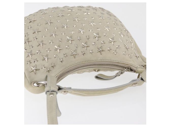 Borsa a Spalla Jimmy Choo in Pelle Avorio Argento Auth BA12565A Crudo - vista 6