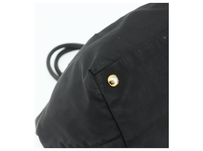 Borsa a mano PRADA Ribbon Nylon Nero Oro Auth 179608 D'oro - vista 14