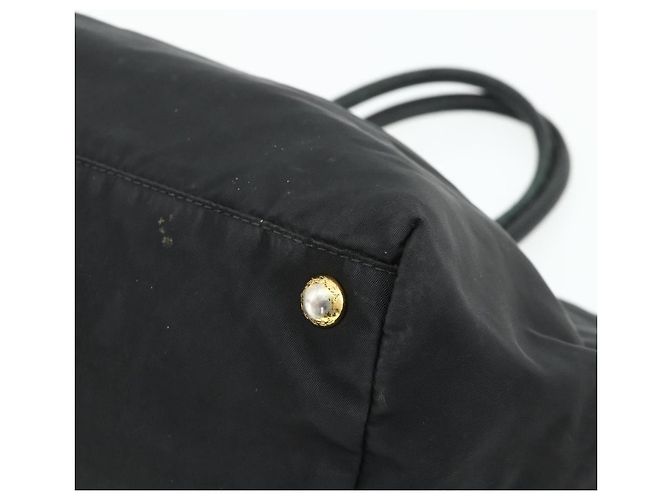 Borsa a mano PRADA Ribbon Nylon Nero Oro Auth 179608 D'oro - vista 15