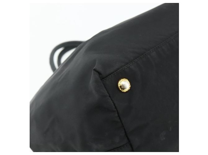 Borsa a mano PRADA Ribbon Nylon Nero Oro Auth 179608 D'oro - vista 16