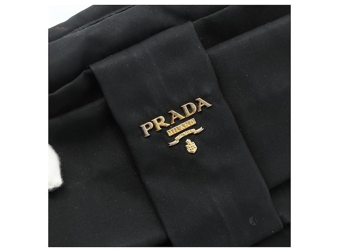 Borsa a mano PRADA Ribbon Nylon Nero Oro Auth 179608 D'oro - vista 17