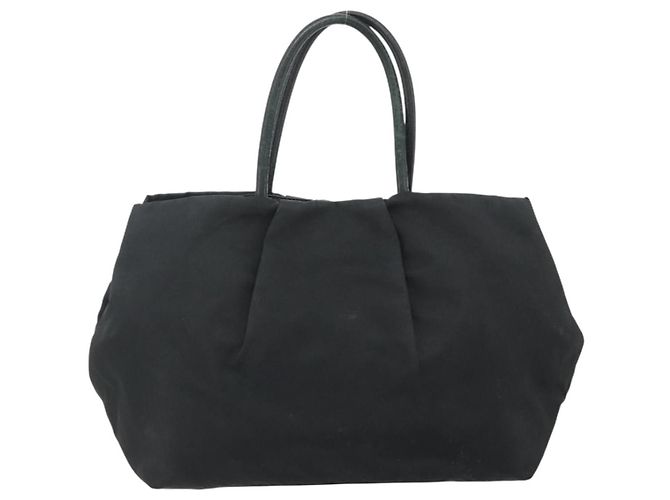 Borsa a mano PRADA Ribbon Nylon Nero Oro Auth 179608 D'oro - vista 2
