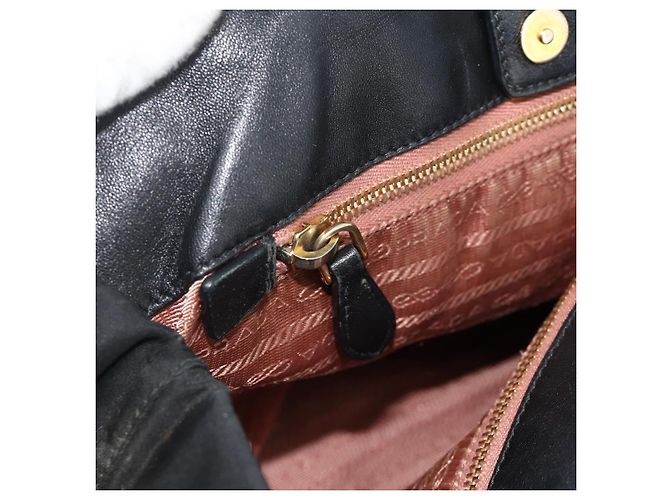 Borsa a mano PRADA Ribbon Nylon Nero Oro Auth 179608 D'oro - vista 22