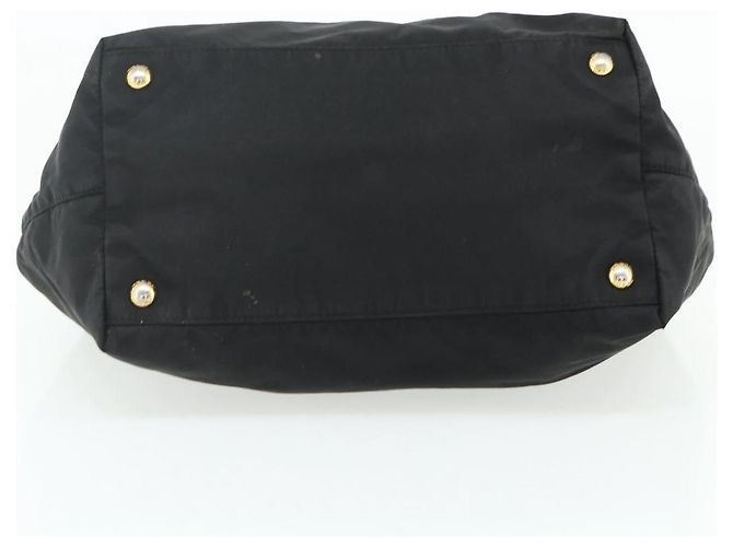 Borsa a mano PRADA Ribbon Nylon Nero Oro Auth 179608 D'oro - vista 5