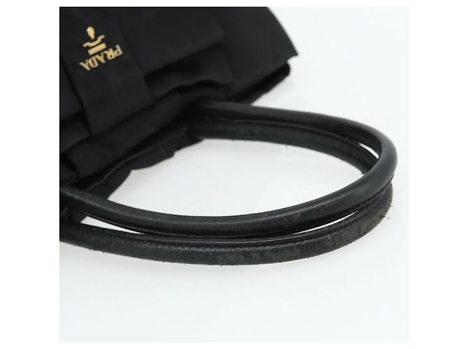 Borsa a mano PRADA Ribbon Nylon Nero Oro Auth 179608 D'oro - vista 7