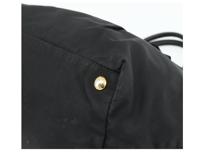 Borsa a mano PRADA Ribbon Nylon Nero Oro Auth 179608 D'oro - vista 9