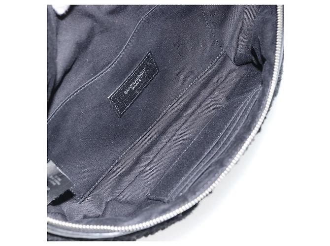 SAINT LAURENT Marsupio Bore in cotone nero argento 179295A - vista 10
