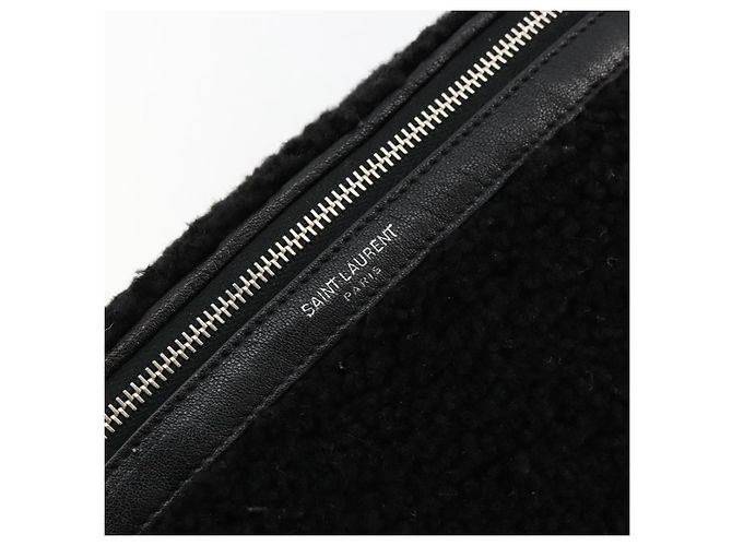 SAINT LAURENT Marsupio Bore in cotone nero argento 179295A - vista 18