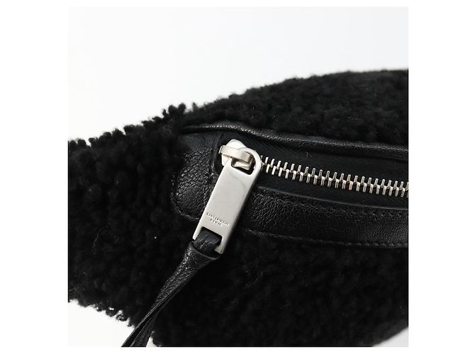 SAINT LAURENT Marsupio Bore in cotone nero argento 179295A - vista 19