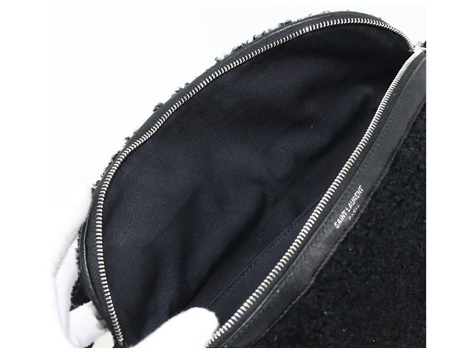 SAINT LAURENT Marsupio Bore in cotone nero argento 179295A - vista 20