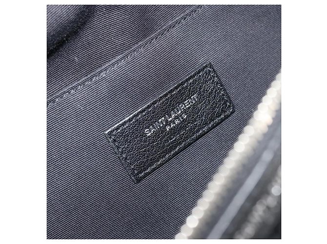 SAINT LAURENT Marsupio Bore in cotone nero argento 179295A - vista 21