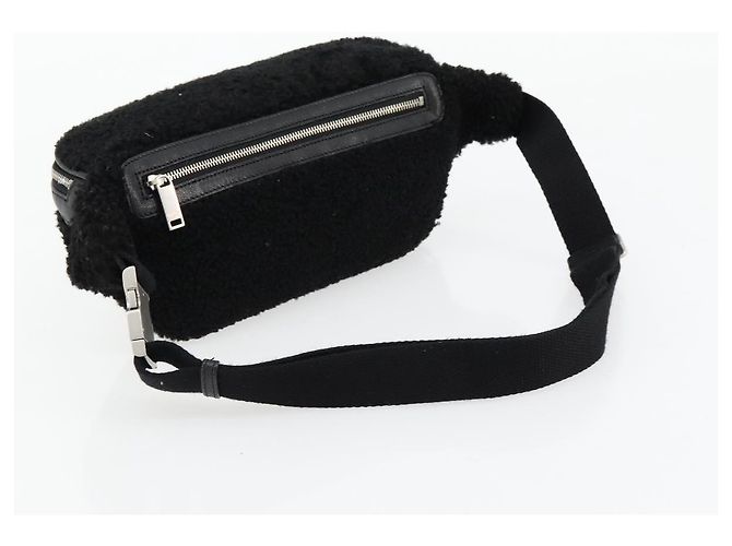SAINT LAURENT Marsupio Bore in cotone nero argento 179295A - vista 7